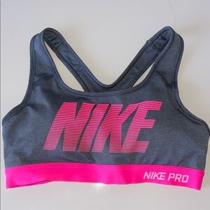 Nike Pro Gray and Pink Sports Bra